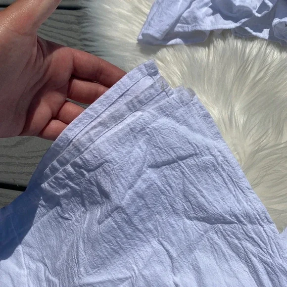 White two piece cropped top & side slit pant set - Picture 7 of 8